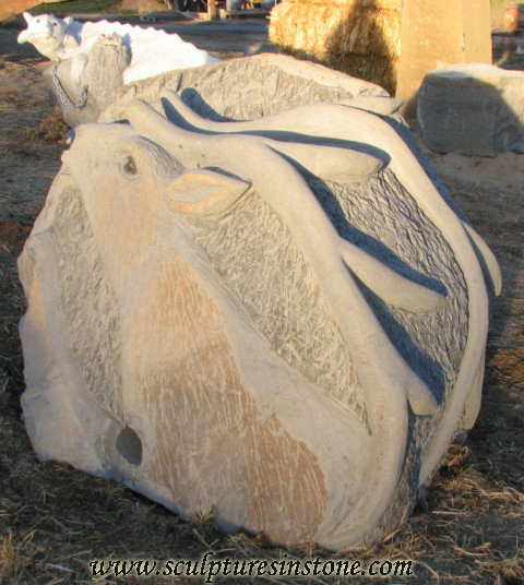 Stone Elk Sculpture